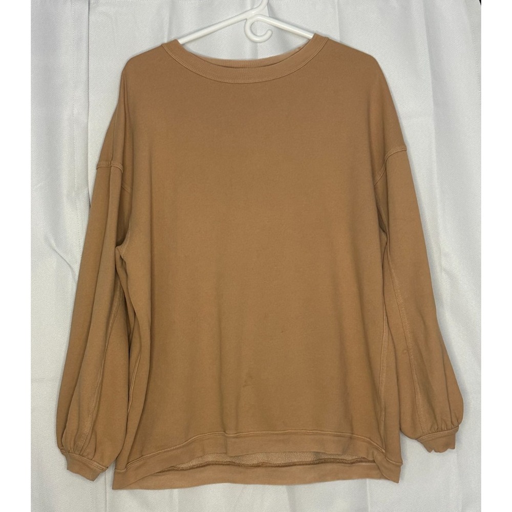 Aerie Oversized Crewneck Sweatshirt Womens Small Coral Distressed Cozy Pullover